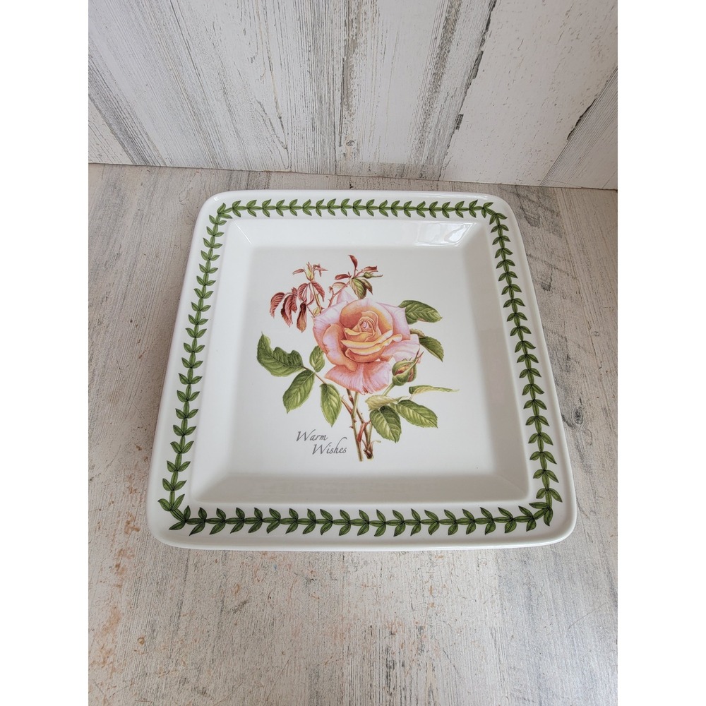 Botanical garden 10 inch warm wishes pink roses Portmeirion square dinner plate